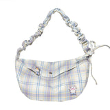 Casual Women Shoulder Messenger Bags Large Capacity Nylon Plaid Totes