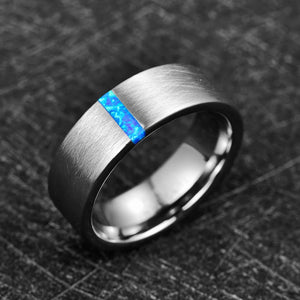 Opal Inlaid Tungsten Steel Knuckle Ring for Men