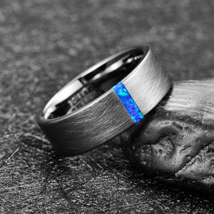Opal Inlaid Tungsten Steel Knuckle Ring for Men