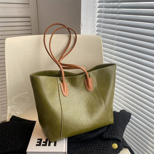Vintage Pu Leather Large Capacity Tote Bag