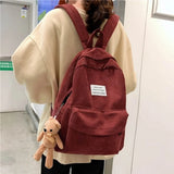 Corduroy Women's Backpack Retro Female Bag