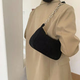 Corduroy Women's Small Underarm Bag Winter Ladies Chain Hobos Small Shoulder Bag