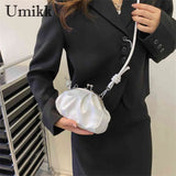 Crossbody Bags Metal Clip Buckle Women Satchels Bag Shell Shape Small Leather
