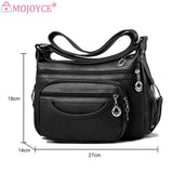 Soft Leather Crossbody Sling Bag Multi-Layer Pocket Zipper Travel Satchel