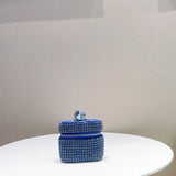 Mini Rhinestone Cross-body Bag Zipper Chain Small Square Party Decorative Bag