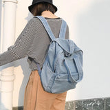 Denim Backpack School Bag for Women Student Large Capacity Shoulder Bag