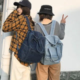 Denim Backpack School Bag for Women Student Large Capacity Shoulder Bag