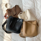 Women's PU Leather Shoulder Bag Crossbody Handbag Soft Bucket Bag