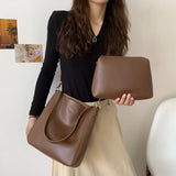 Women's PU Leather Shoulder Bag Crossbody Handbag Soft Bucket Bag