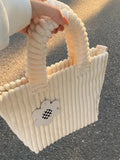 Corduroy Bucket Bag Plush Crossbody Handbag Tote Shoulder Bag