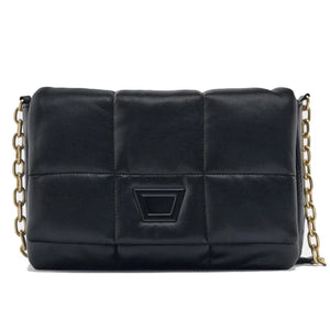 Quilted Soft Leather Women Shoulder Bag Padded Down Purse Tote Solid Handbag
