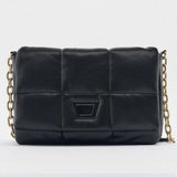 Quilted Soft Leather Women Shoulder Bag Padded Down Purse Tote Solid Handbag