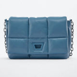 Quilted Soft Leather Women Shoulder Bag Padded Down Purse Tote Solid Handbag