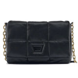Quilted Soft Leather Women Shoulder Bag Padded Down Purse Tote Solid Handbag
