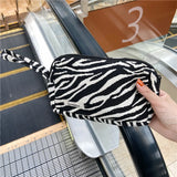Leopard&Zebra Canvas Purses Organizer Zipper Pouch Wristlet Wallet Bags