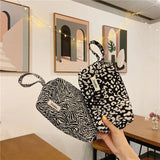 Leopard&Zebra Canvas Purses Organizer Zipper Pouch Wristlet Wallet Bags
