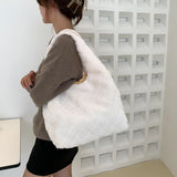 Winter Furry Rhombus Pattern Hobos Shoulder Bag for Women