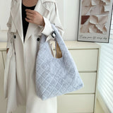 Winter Furry Rhombus Pattern Hobos Shoulder Bag for Women
