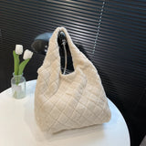 Winter Furry Rhombus Pattern Hobos Shoulder Bag for Women