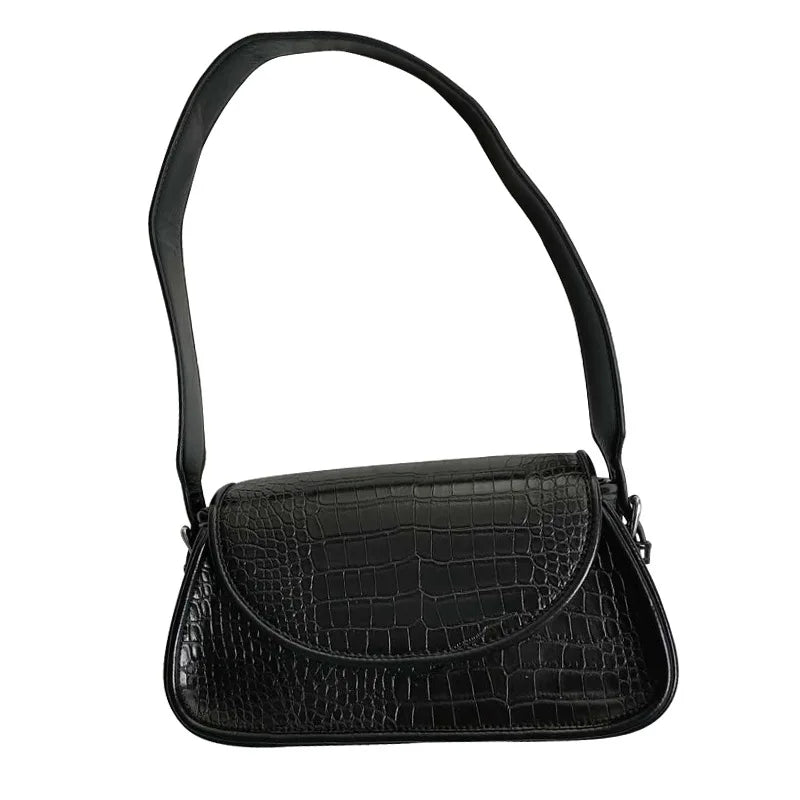Vintage PU Leather Women Underarm Bag Mini Tote