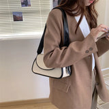 Vintage PU Leather Women Underarm Bag Mini Tote