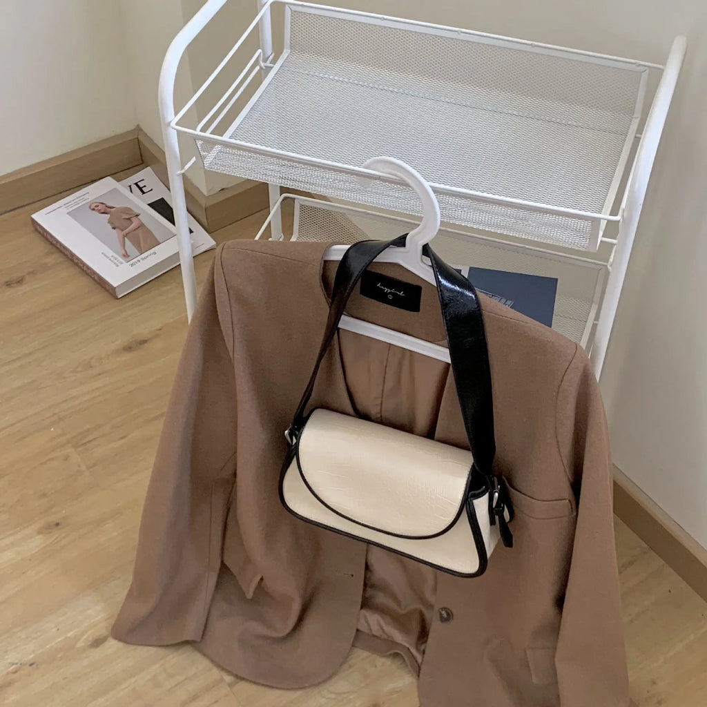 Vintage PU Leather Women Underarm Bag Mini Tote