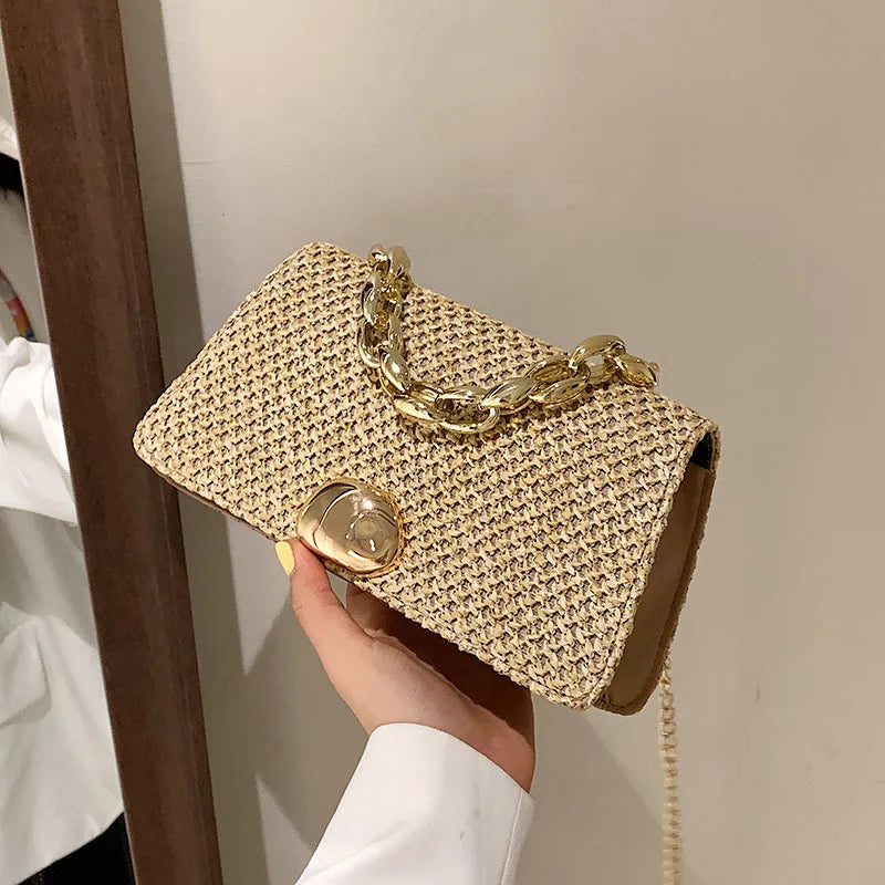 Square Sling Straw Bag for Women