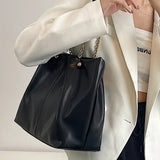 Women Chain Shoulder Bag Female Pu Leather Top Handle Bags Solid