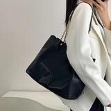 Women Chain Shoulder Bag Female Pu Leather Top Handle Bags Solid
