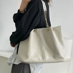 Women Chain Shoulder Bag Female Pu Leather Top Handle Bags Solid