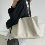 Women Chain Shoulder Bag Female Pu Leather Top Handle Bags Solid