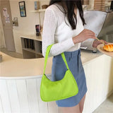 Fluorescent Green Nylon Hobos Shoulder Bag