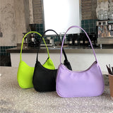 Fluorescent Green Nylon Hobos Shoulder Bag