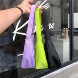 Fluorescent Green Nylon Hobos Shoulder Bag