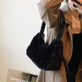 Plush Chain Crossbody Shoulder Bag Winter Furry Lady Clutch Purse Handbag