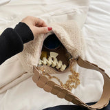 Plush Chain Crossbody Shoulder Bag Winter Furry Lady Clutch Purse Handbag