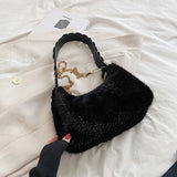 Plush Chain Crossbody Shoulder Bag Winter Furry Lady Clutch Purse Handbag