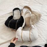 Plush Chain Crossbody Shoulder Bag Winter Furry Lady Clutch Purse Handbag