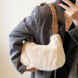 Plush Chain Crossbody Shoulder Bag Winter Furry Lady Clutch Purse Handbag