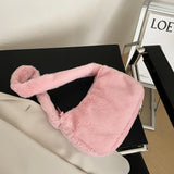 Women Soft Plush Hobos Shoulder Bags Winter Furry Ladies Clutch Purse