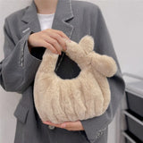 Soft Plush Hobos Shoulder Bags Winter Furry Ladies Clutch Handbag
