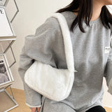 Plush Hobos Shoulder Bags Winter Furry Ladies Clutch Purse Handbag