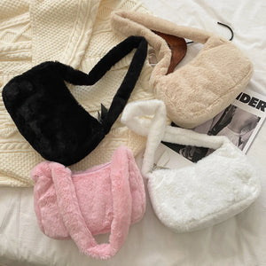 Furry Hobos Shoulder Bag Winter Clutch Purse Handbag