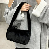 Soft Plush Hobos Shoulder Bag Winter Furry Ladies Clutch Purse Handbag