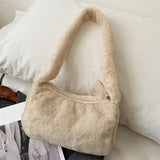 Soft Plush Hobos Shoulder Bag Winter Furry Ladies Clutch Purse Handbag