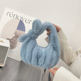 Soft Plush Hobos Shoulder Bags Winter Furry Ladies Clutch Handbag