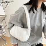 Women Soft Plush Hobos Shoulder Bags Winter Furry Ladies Clutch Purse