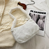 Women Soft Plush Hobos Shoulder Bags Winter Furry Ladies Clutch Purse