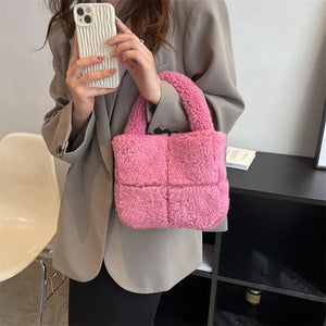 Soft Plush Shoulder Bag Furry Ladies Clutch Handbag