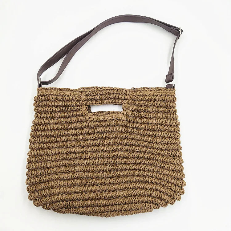 Straw-woven Bag Long Handle Handbags Hand-woven Flap